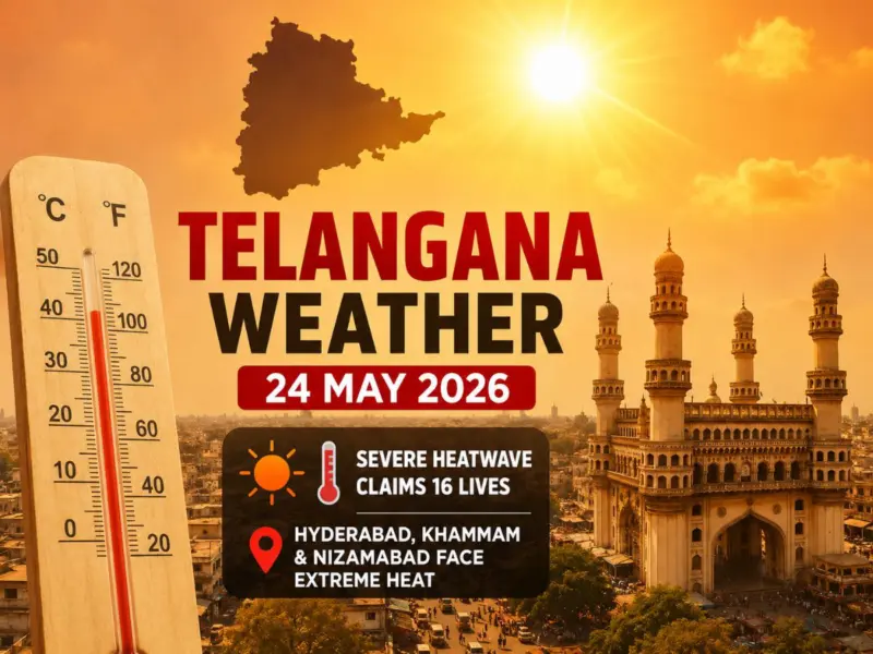 Telangana Weather Forecast Today (24 May 2026): Severe Heatwave Claims 16 Lives, Hyderabad, Khammam & Nizamabad Face Extreme Heat