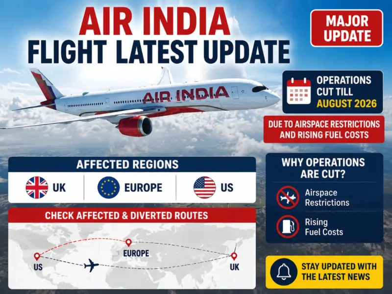 Air India Flight Latest Update: Airline Cuts UK, Europe & US Operations Till August 2026 Amid Airspace Restrictions and Rising Fuel Costs; Check Affected & Diverted Routes