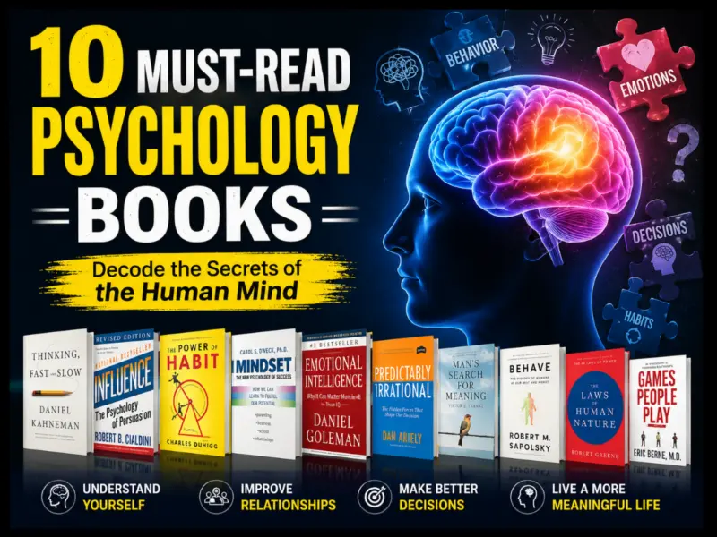 Must-Read Books: 10 Fascinating Psychology Books That Decode the Secrets of the Human Mind & Inner World | Best Books for Understanding Behavior & Emotions