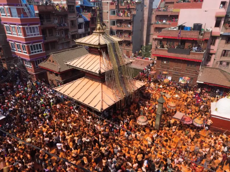 Nepal celebrates New Year with vibrant Sindoor Jatra; ancient Thimi town turns orange