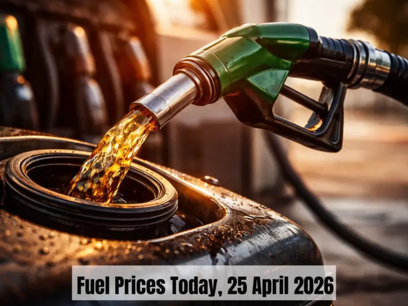 Fuel Prices Today [25 April, 2026]: Petrol & Diesel Steady in Delhi, Crude Surges $106, US Gasoline at $4 Amid Strait of Hormuz Blockade Crisis; Commercial LPG Hold at ₹2,078.50 | Check City-Wise Rate