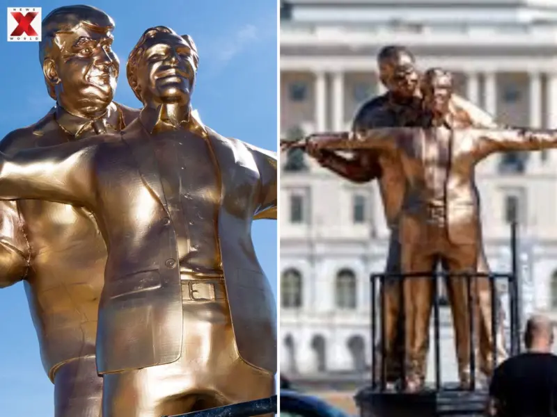 Internet Loses Calm After Mysterious 12-Foot Sculpture Of Donald Trump And Jeffrey Epstein Mimicking Titanic Pose Appears In Washington: 'It'd Be Funnier If They Had No Pants On.'