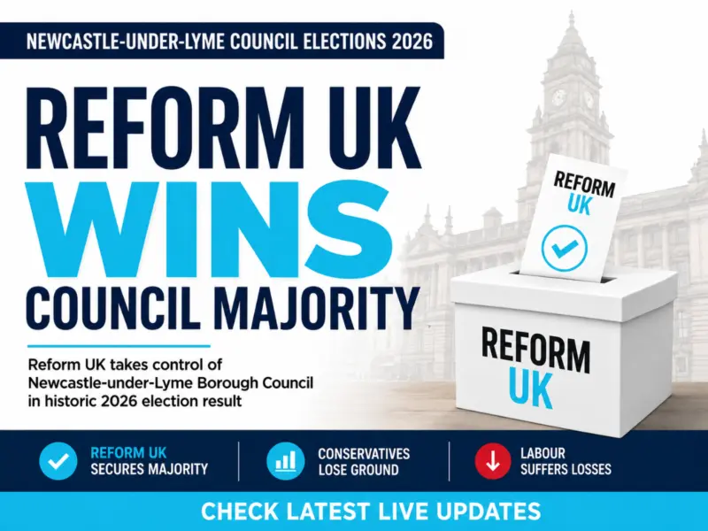 Newcastle-under-Lyme Council Election Results 2026 Out: Reform UK Wins Council Majority - Check Latest Live Updates