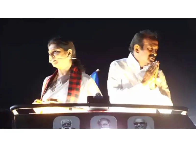 Kanimozhi campaigns for DMK candidate Muthusamy in Erode West