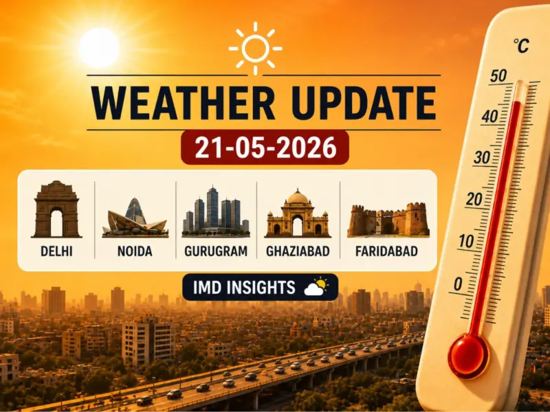 Weather Update Today 21-05-2026: Delhi, Noida, Gurugram, Ghaziabad & Faridabad Forecast with IMD Insights