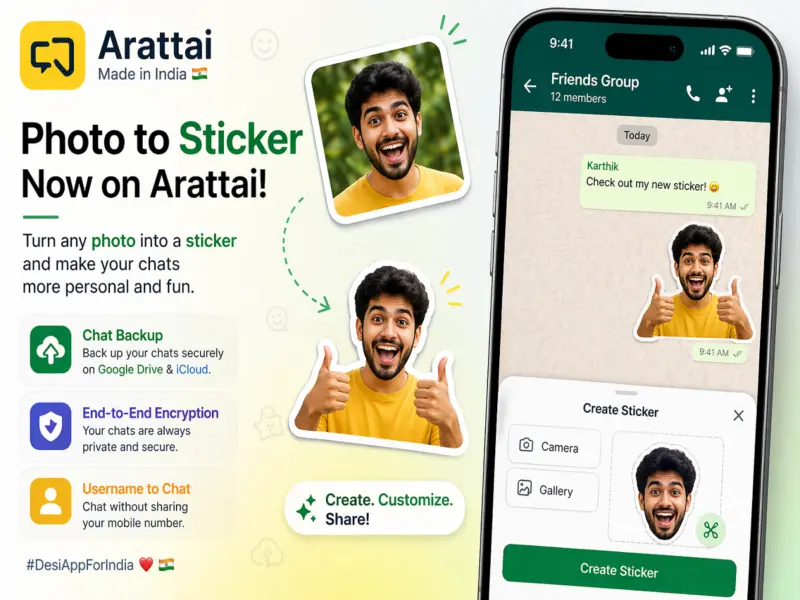 Arattai Update: Zoho's Messaging App Adds Photo-to-Sticker Tool and Chat Backup Support