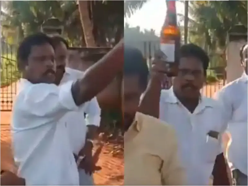 பொதுவெளியில் மது போதையில் ஆட்டம் போட்ட தவெக MLA..! கொதிக்கும் நெட்டிசன்கள்..!