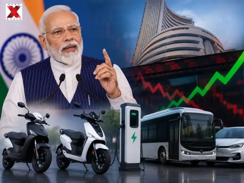 PM Modi's Fuel Message Sparks EV Stock Rally Even As Broader Market Crashes Today; Ather Energy, Ola Electric, JBM Auto Lead Gains