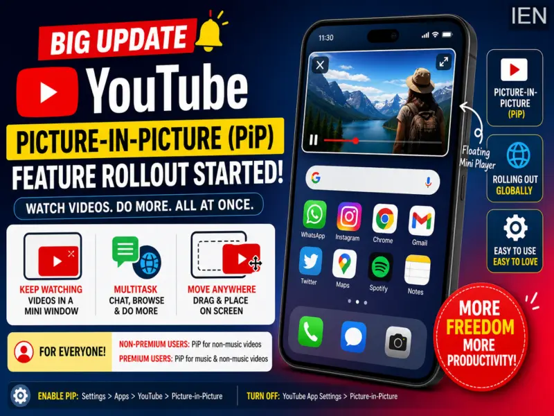 YouTube Rolls Out Picture-in-Picture Globally: Watch Videos While Using Other Apps