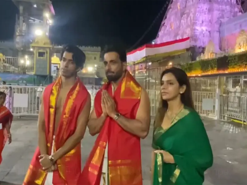 Sonu Sood visits Tirumala temple for Thomala Seva with family