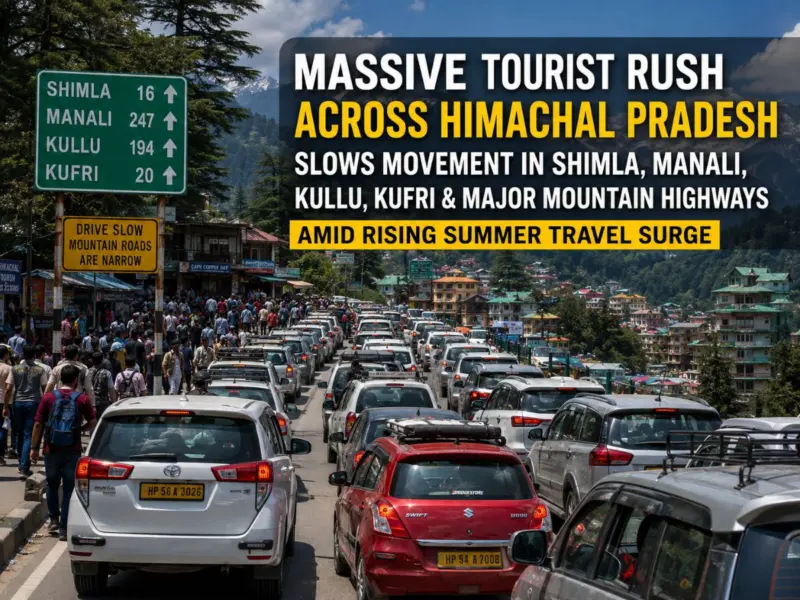 Massive Tourist Rush Across Himachal Pradesh Slows Movement In Shimla, Manali, Kullu, Kufri & Major Mountain Highways Amid Rising Summer Travel Surge