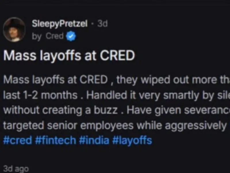 Cred Layoff Allegations Go Viral Amid India's Startup Job Concerns