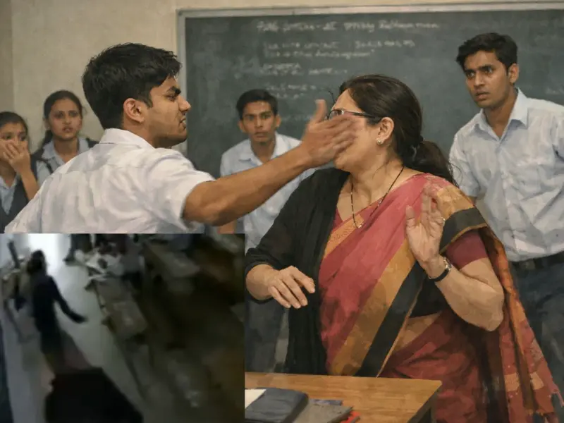 Shocking Video: Gujarat Class 12 Latecomer Student Slaps Teacher, Rants 'Who Are You To Question Me? No One Asks Me Anything At Home'
