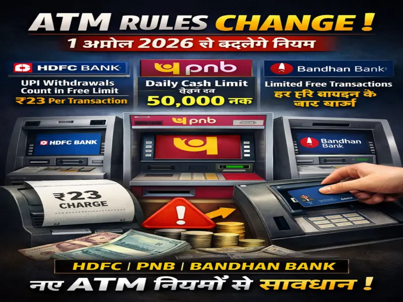 ATM Withdrawal Rules Changing from April 1: HDFC, PNB & Bandhan Bank Update Limits and Charges
