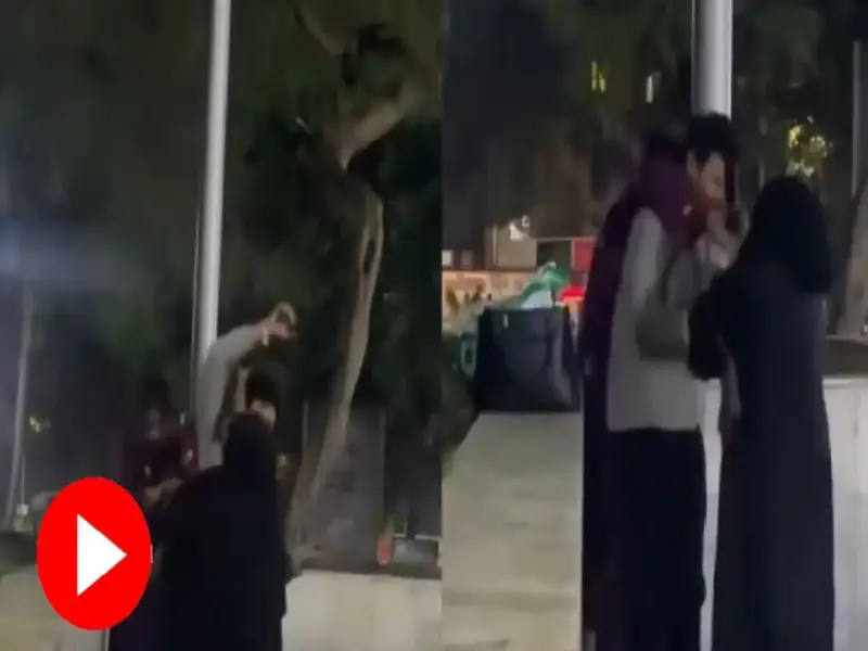 Video: Husband was romancing with his girlfriend in the park! Then the wife came from behind and beat them both, video goes viral