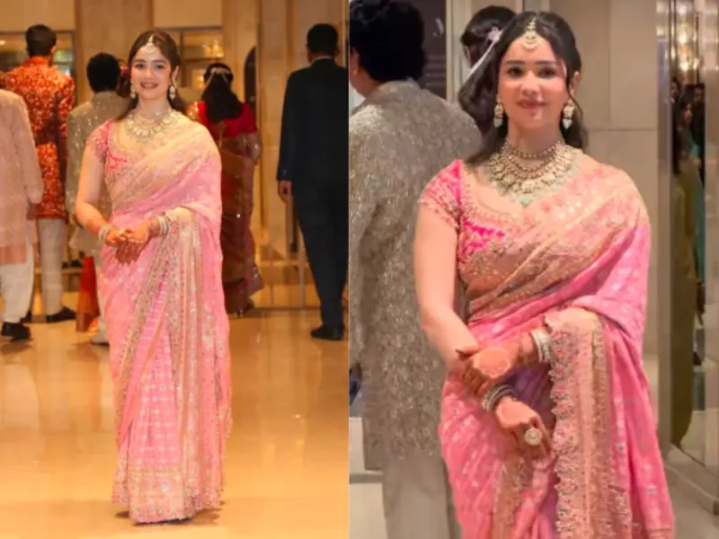 Sara Tendulkar Stuns In Dreamy Pink Manish Malhotra Saree At Brother Arjun Tendulkar And Saaniya Chandhok's Wedding