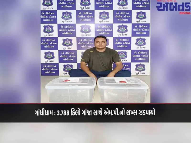 ગાંધીધામ : 3.788 કિલો ગાંજા સાથે એમ.પી.નો શખ્સ ઝડપાયો