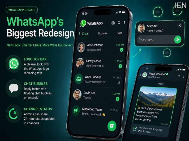 WhatsApp Set for Major Redesign: New Logo Bar, Chat Bubbles & 24-Hour Channel Updates in Testing