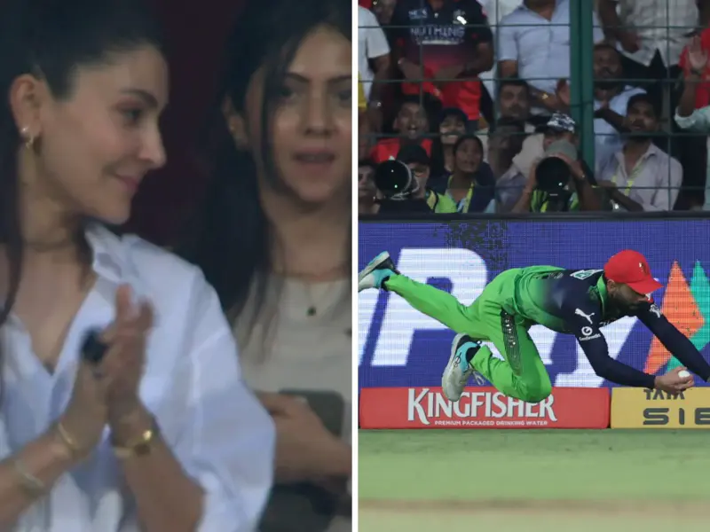 RCB vs DC Watch Video: Anushka Sharma Jumps Off Her Seat as Virat Kohli Pulls Off Stunning Catch to Dismiss KL Rahul at Chinnaswamy | IPL Today Match