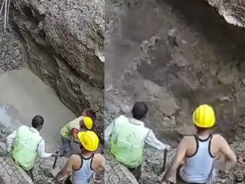 Heartbreaking Viral Video: Worker Dies On Spot After Massive Soil Collapse At Pipeline Construction Site In UP's Aligarh | Watch