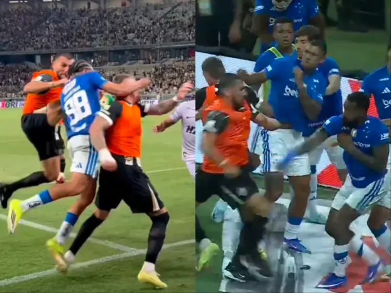 23 Red Cards! Atletico Mineiro vs Cruzeiro Brazilian Football Match Unfolds Mass Hysteria With Fierce On-Field Fight: WATCH