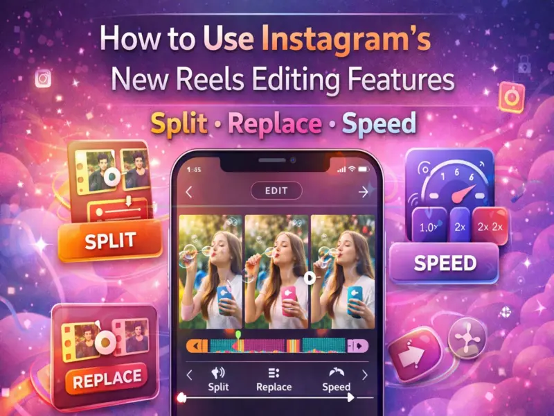 Instagram Reels के नए एडिटिंग टूल्स: Split, Replace और Speed फीचर का उपयोग कैसे करें