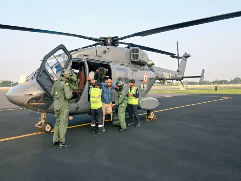 Indian Navy conducts medical evacuation for worker on offshore oil rig