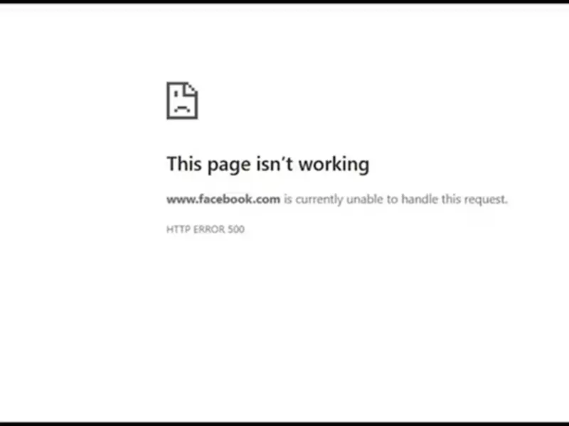 Sudden Glitch on Facebook: 'This Page Isn't Working' Message Appears; Users Frustrated..
