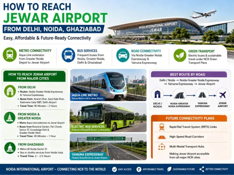 How To Reach Noida Jewar Airport By Public Transport From Delhi, Noida-Greater Noida and Ghaziabad: Metro, Bus Routes and Travel Time