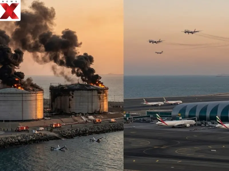 Iran Attacks UAE's Oil Lifeline: Fujairah Port Hit Again, Massive Fire Breaks Out | WATCH
