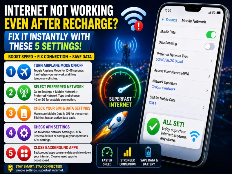 Internet Not Working Despite Recharge? Fix It Instantly with These 5 Smart Settings