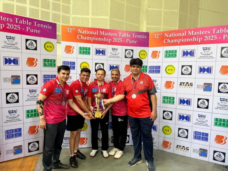 टेबल टेनिस स्पर्धेत महाराष्ट्रास उपविजेतेपदसंघात सोलापूरच्या मनीष रावत व अनंत कुलकर्णीचा समावेश