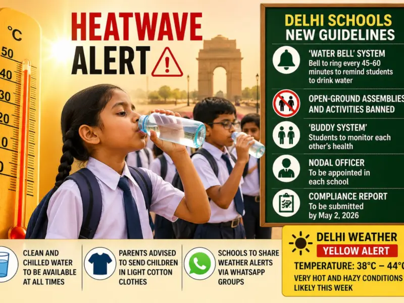 Delhi Heatwave Alert: Schools Mandate 'Water Bell' & Buddy System, Ban Open Ground Assemblies & More Under IMD Yellow Alert
