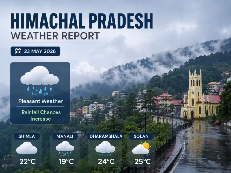 Himachal Pradesh Weather Report Today (23 May 2026): Shimla, Manali, Dharamshala & Solan Witness Pleasant Weather, Rainfall Chances Increase