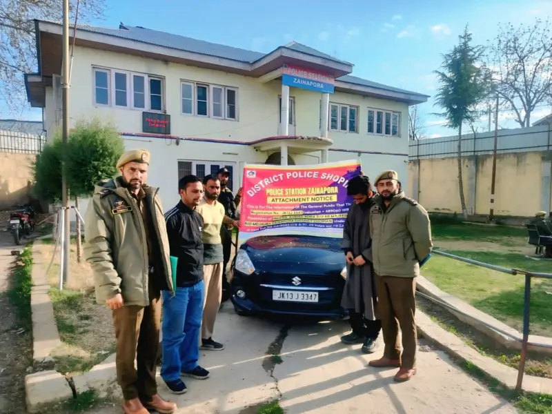 J&K Police seize Vehicle acquired through proceeds of narcotics trade in Shopian.