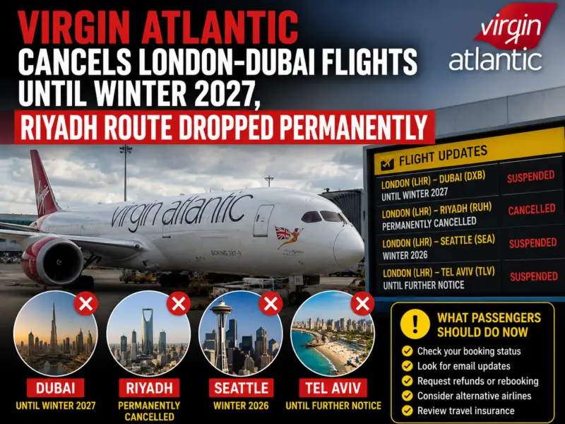 Dubai Airport News: Virgin Atlantic Suspends London-Dubai Flights Until 2027, Permanently Cancels Riyadh Route