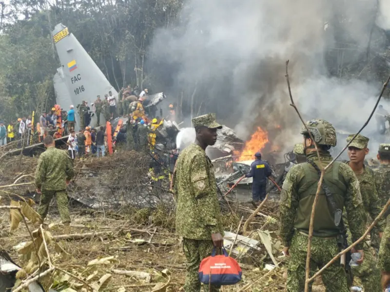 66 feared dead, several injured after military plane crashes in Colombia
