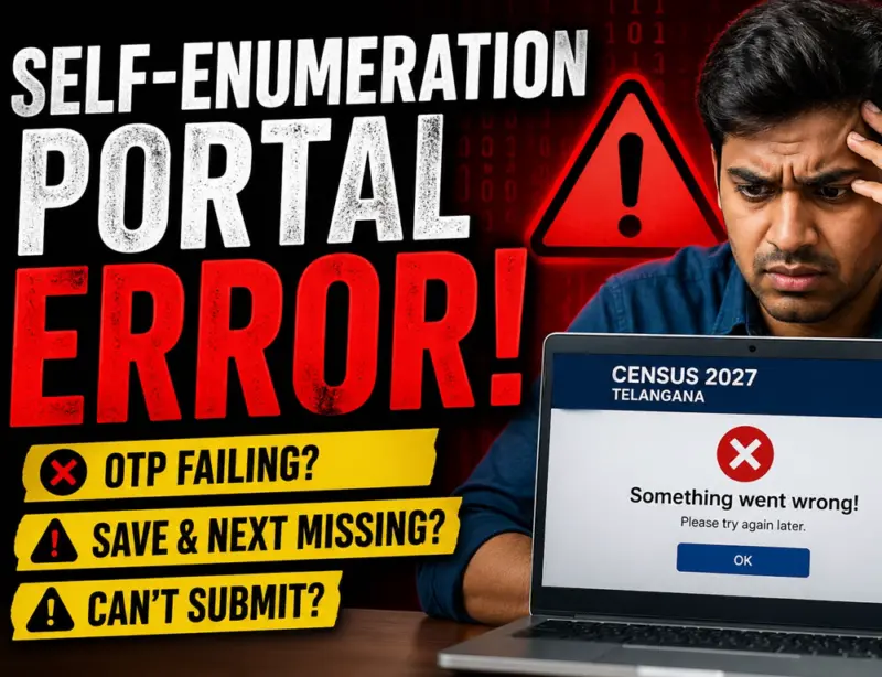 Census 2027 self-enumeration begins in Telangana; users report portal glitches