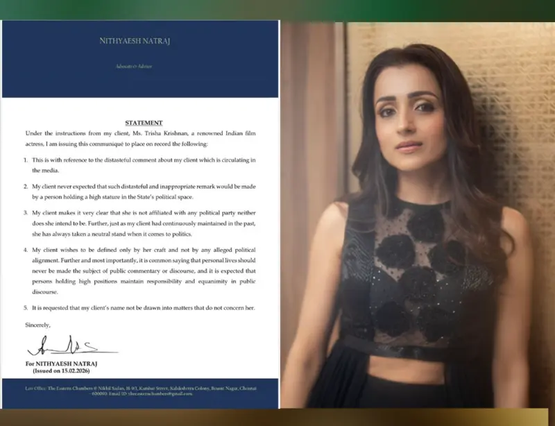 Trisha Krishnan Slams 'Inappropriate' Remark, Reaffirms Political Neutrality