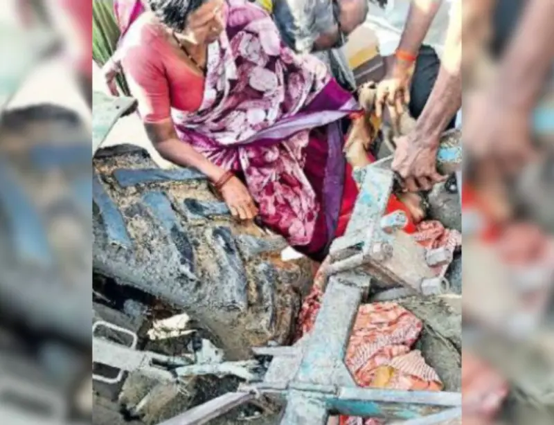 Tractor rams defeated candidate's house in Kamareddy village