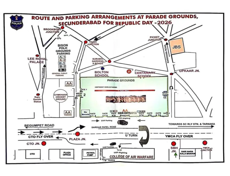Traffic diversions, parking curbs announced for Republic Day parade in Secunderabad