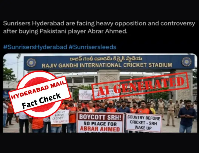 Fact Check: AI-Generated Image Falsely Claims Protests Against Sunrisers Hyderabad