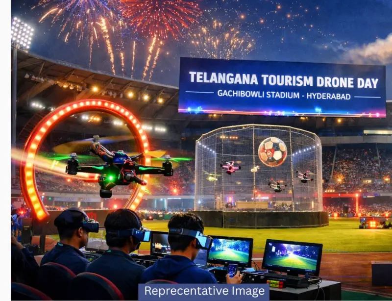 Telangana Tourism Drone Day lights up Gachibowli with races, airshows