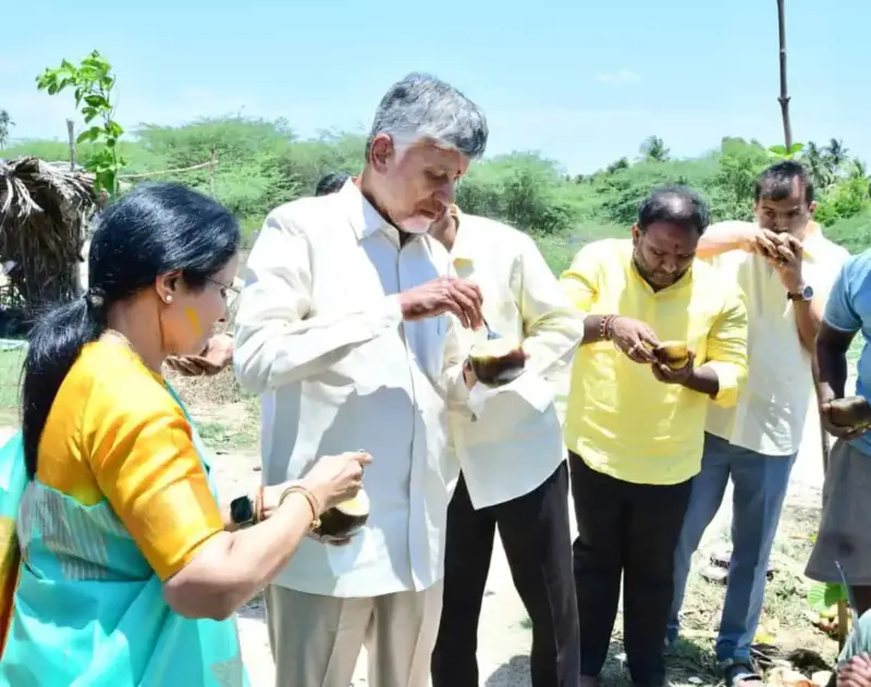 రోడ్డు పక్కన తాటిముంజలు తిన్న సీఎం దంపతులు