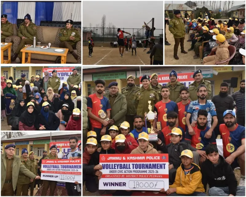 Police Wrap Up Volleyball Tournament with Grand Finale In Pulwama.