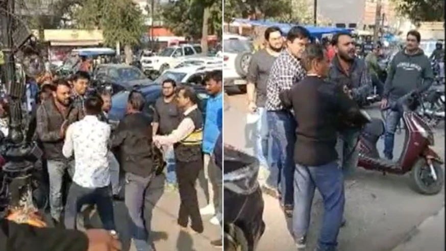 Guard thrashed over car parking in UP's Prayagraj | Video People News Time