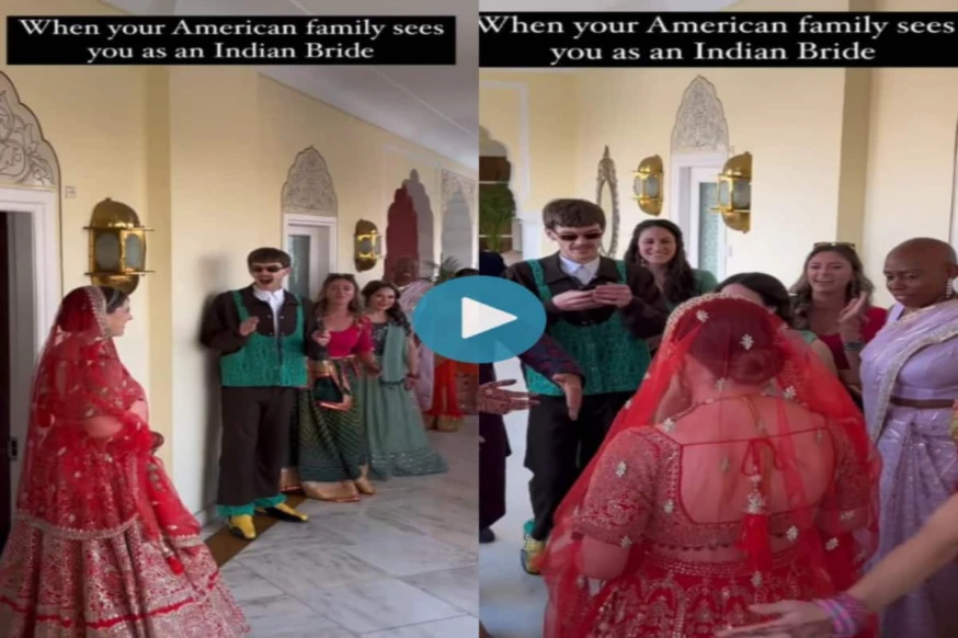 Viral Video: American Bride Wears Indian Lehenga For Her Wedding; Family's Reaction is Heartwarming People News Time